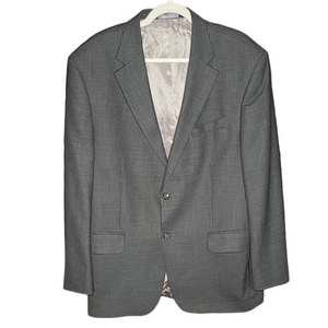 Oscar de la Renta 46R 100% Wool Charcoal Checkered Blazer